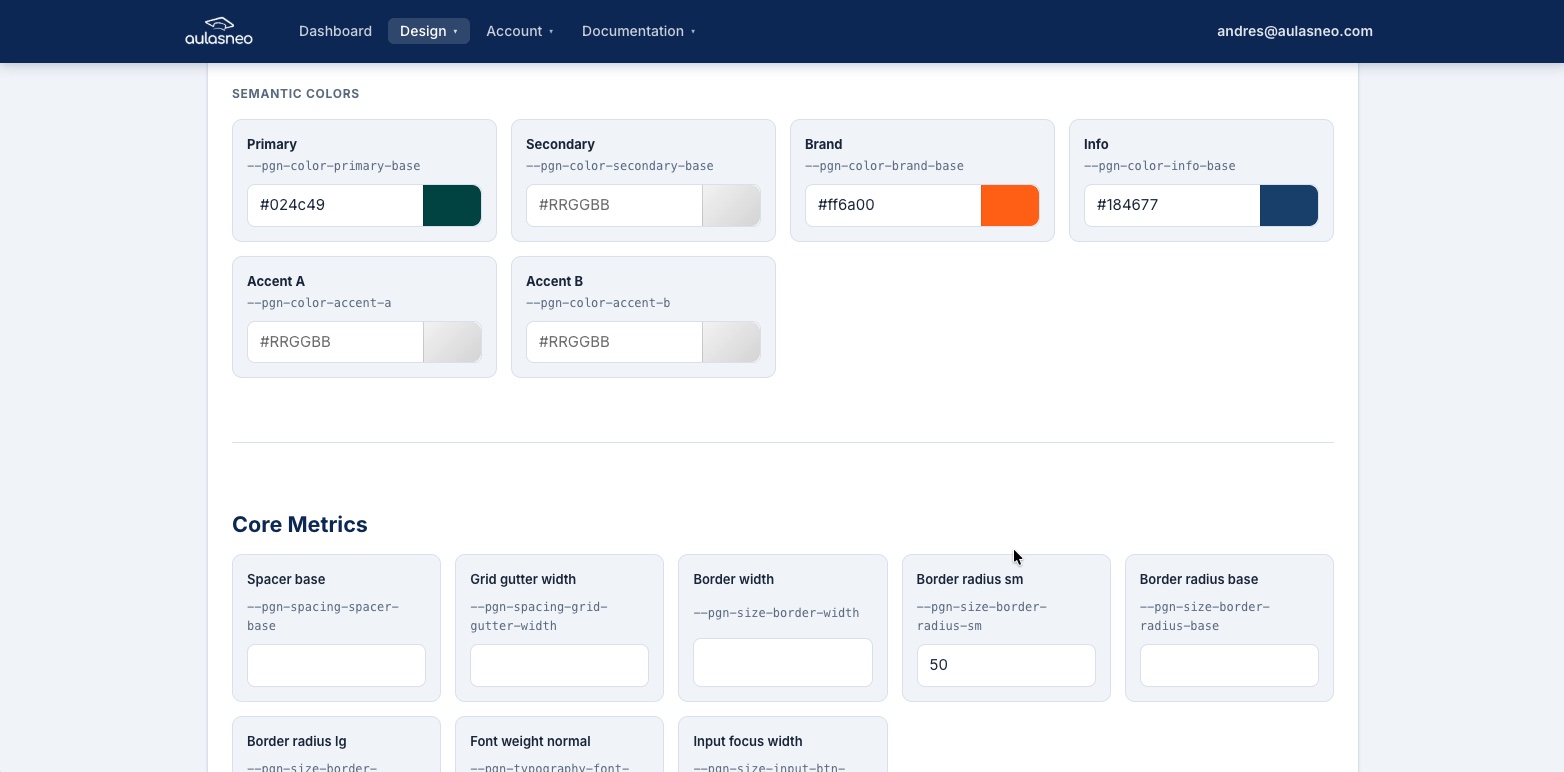 Semantic colors and core metrics
